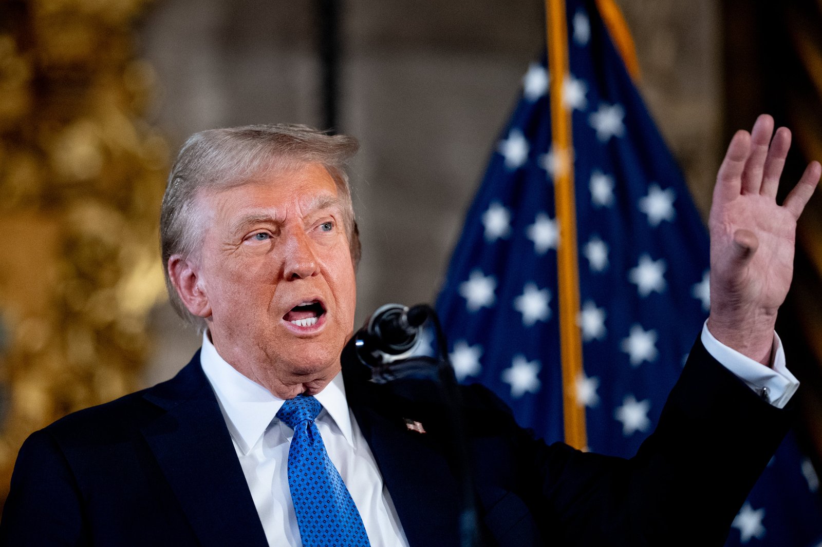 U.S. President-elect Donald Trump speaks at a news conference at Trump's Mar-a-Lago resort on December 16, 2024 in Palm Beach, Florida. A watchdog has warned that his administration is likely to target progressive non-profits