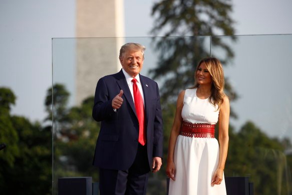 President Donald Trump and first lady Melania Trump at the “Salute to America” event on July 4, 2020.