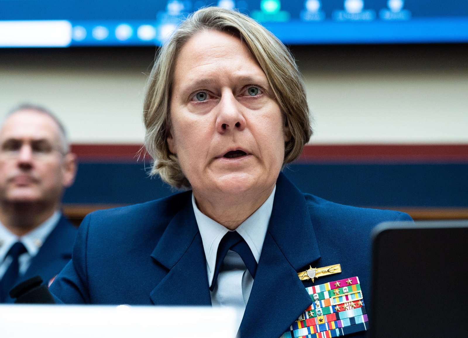 Linda Fagan, Commandant of the United States Coast Guard, speaking at a House Committee hearing.