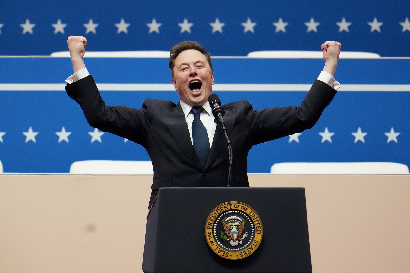 Elon Musk giving a speech at Donald Trump's second presidential inauguration.